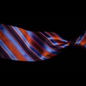 Daniel De Fasson - Orange & Blue Stripe 100% Silk Tie 3.5"W x 60"L